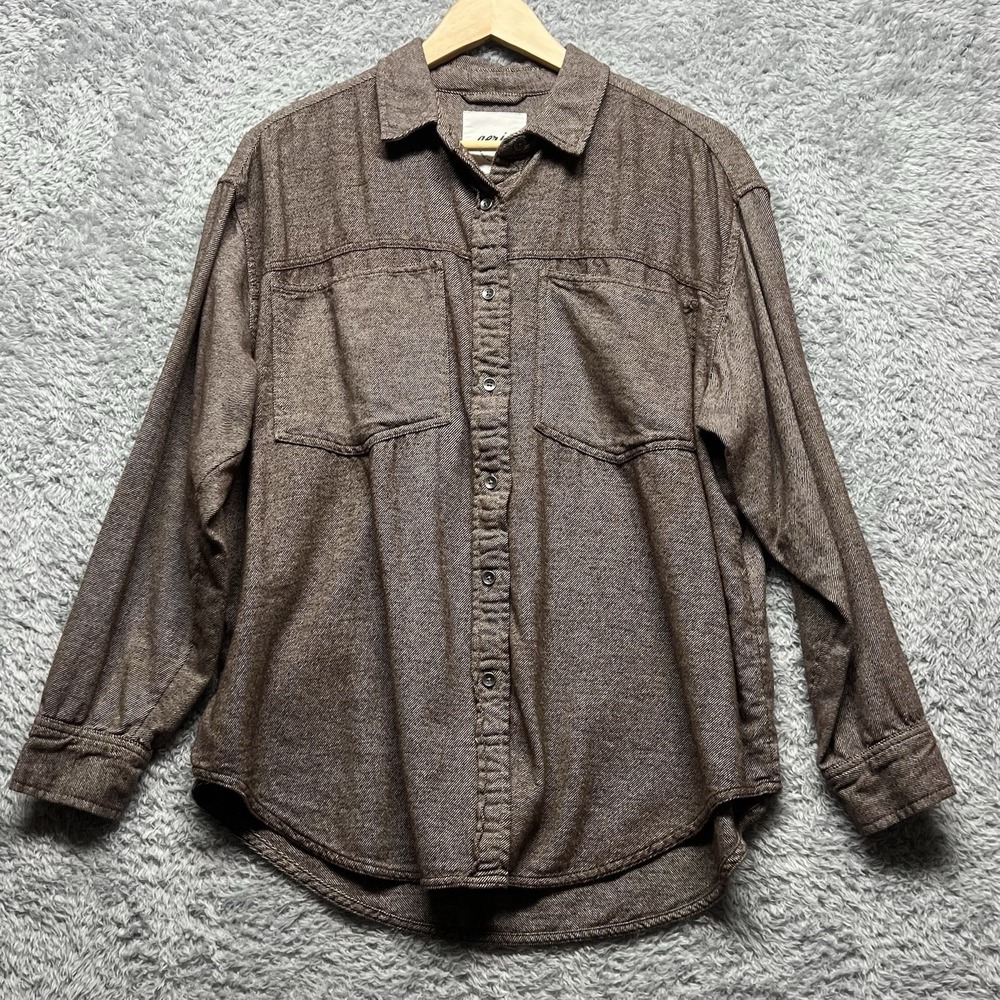 Aerie Shirt Womens Small Brown Anytime Fave Twill Oversized Relaxed Button Up - Picture 3 of 14